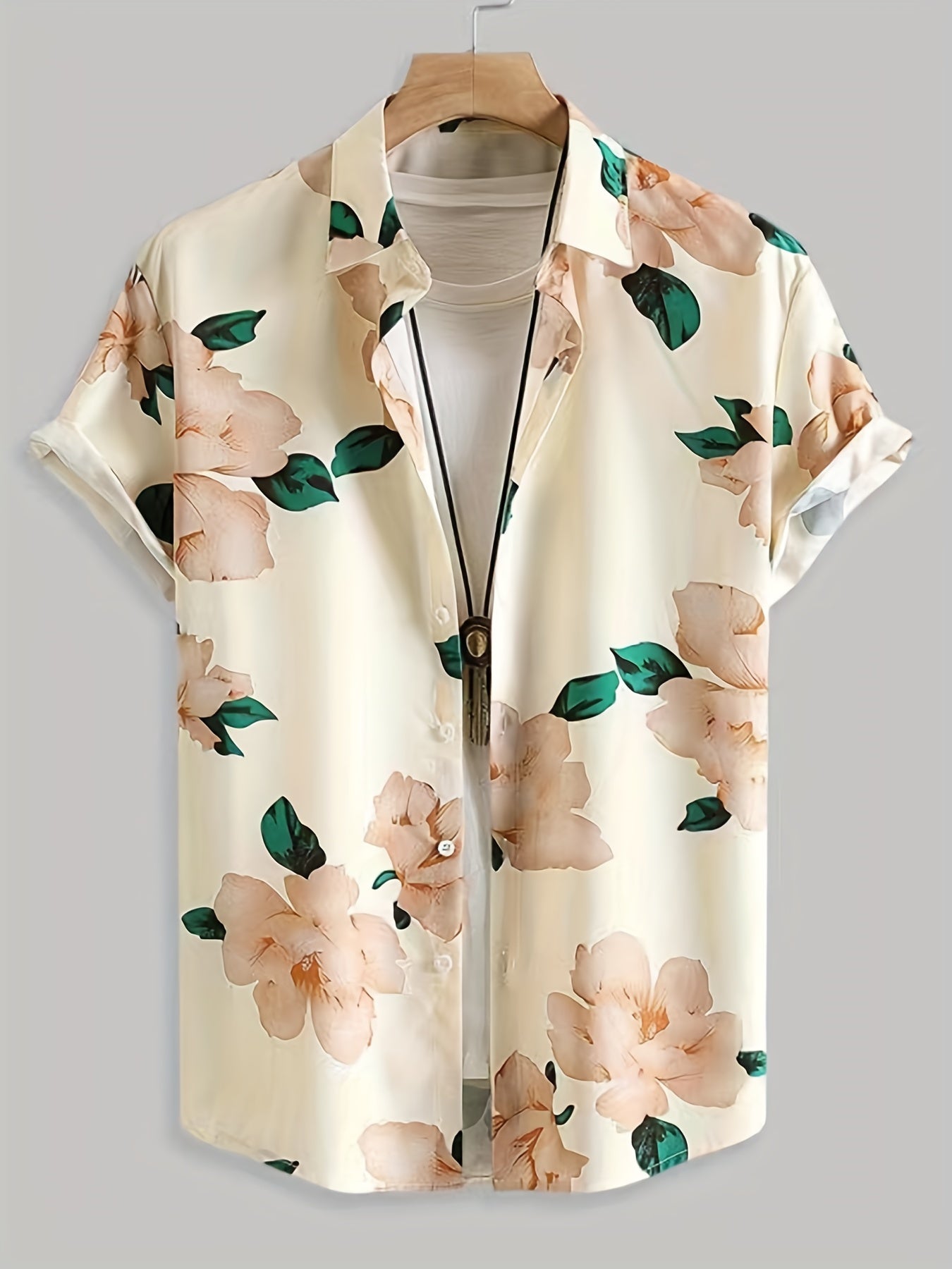 Floral Hawaiian Shirt Men's Casual Allover Print Button Up Short Sleeve