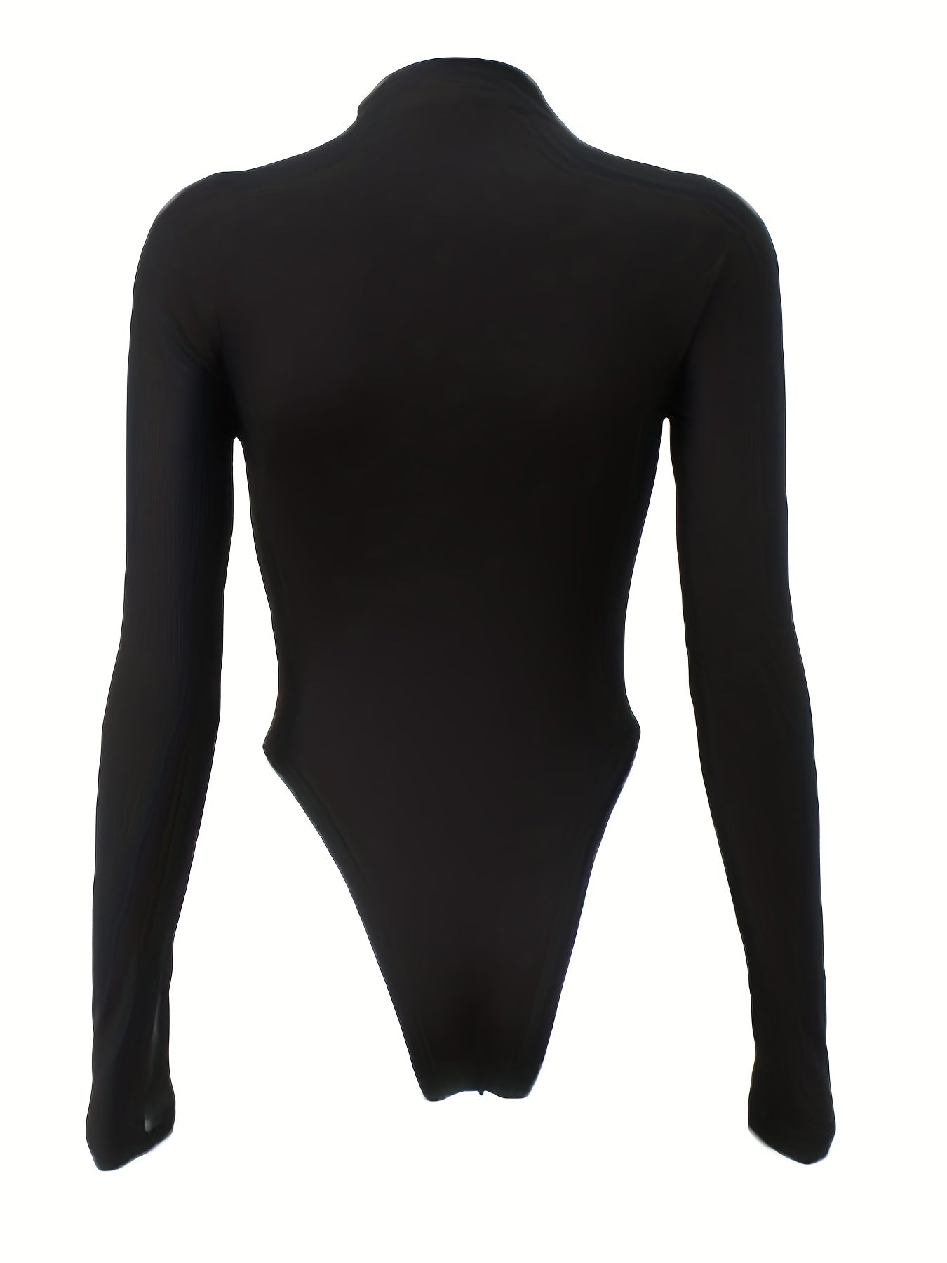 Mesh Mock Neck Slim Bodysuit Long Sleeve Y2K Style