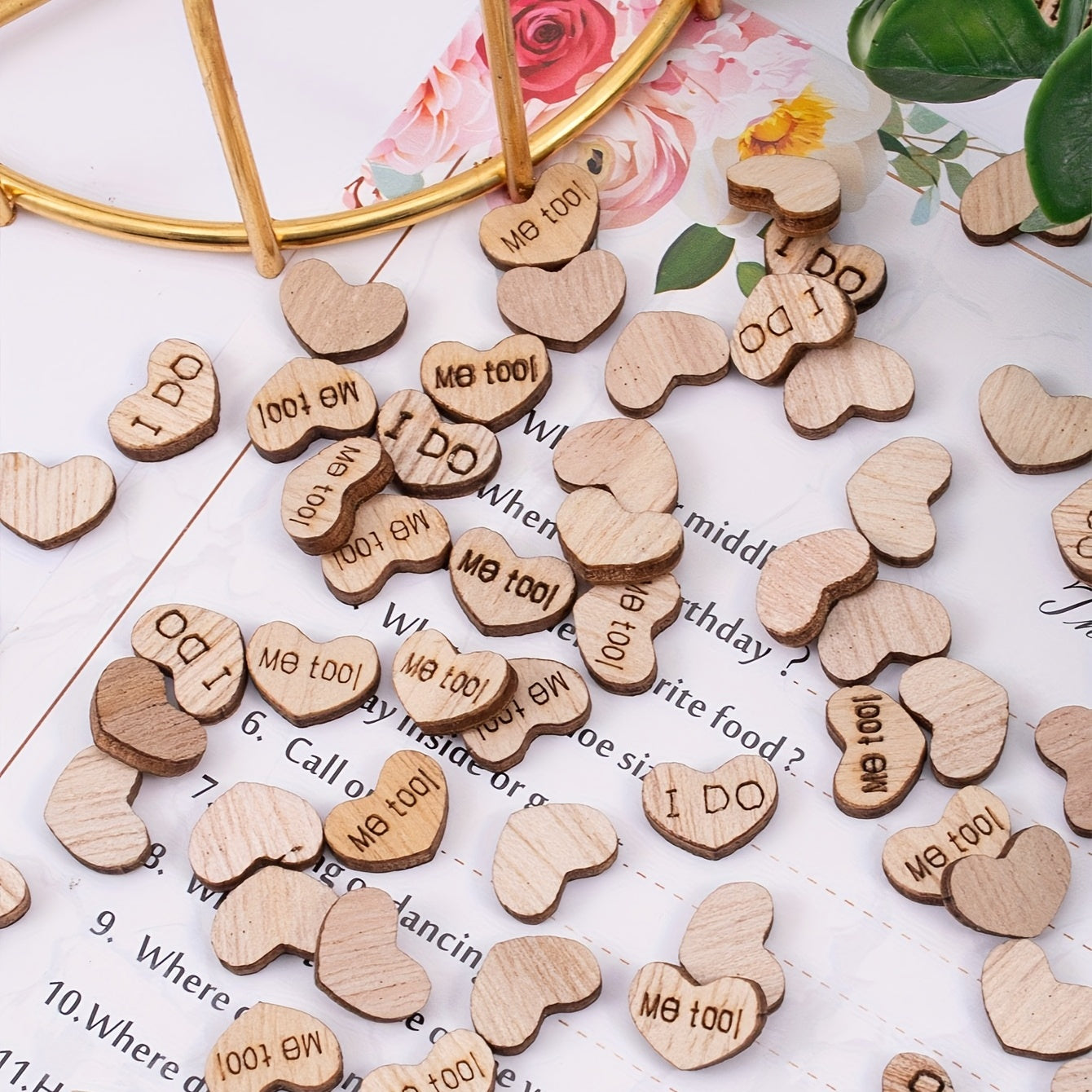 Wooden Heart Desktop Decoration Wedding Tablecloth 100pcs