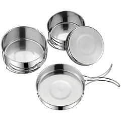 4pcs Stainless Steel Cookware Set Lightweight Cooking Kit for Camping