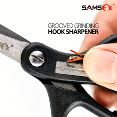 SAMSFX Retractable Lanyard Fishing Scissors with Hook Sharpeners