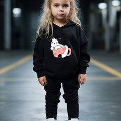 OERYUI Cute Cup Kitty Print Hoodies Pants Set for Girls Boys
