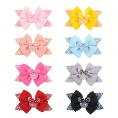 6pcs Glitter Bow Hair Clips for Baby Girls