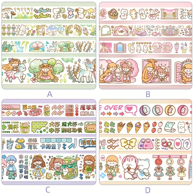 8pcs Japanese Cartoon Tape Sticker Set DIY Craft Decorative Material