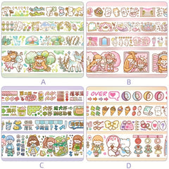 8pcs Japanese Cartoon Tape Sticker Set DIY Craft Decorative Material