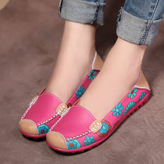 Women's Floral Print Flat Boat Shoes Lightweight Anti Slip Slip On Loafers