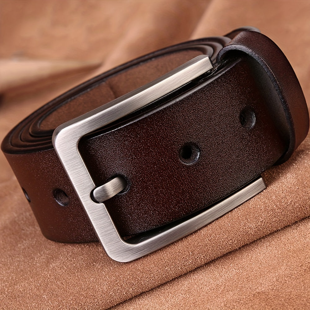 Two Story Cowhide Belt for Men Retro Male Buckle Belt