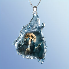 Crystal Pendant Necklace Goth Forest Ghost Wolf Punk Animal