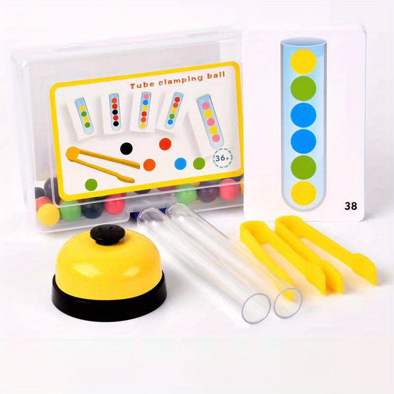 Wooden Beads Test Tube Toy Recognition Sorting Game for Kids