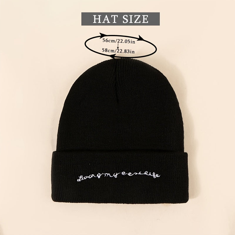 Letter Knit Beanie Cap Unisex Winter Hat Christmas Gift