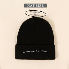 Letter Knit Beanie Cap Unisex Winter Hat Christmas Gift