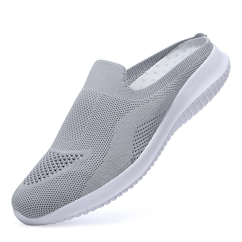 Breathable Anti Slip Knitted Running Shoes Lightweight Backless Slip On Slippers