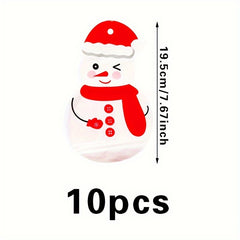10pcs Christmas Snowman Candy Ziplock Bags - Party Decoration Packaging
