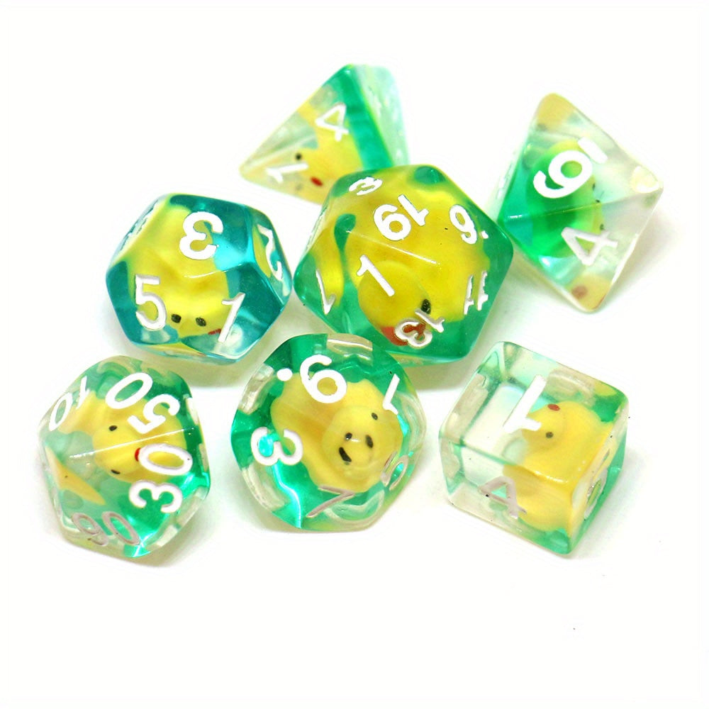 7pcs Set Yellow Duck Board Game Dice Set Polyhedral Table Game Dice