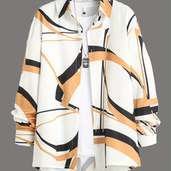 Geometric Print Men's Casual Button Up Shirt
