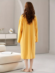 Cartoon Print Lounge Dress Soft Crew Neck Long Sleeve Loose Home Dress