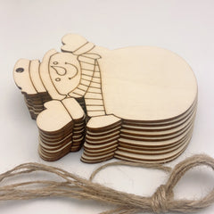 10pcs Snowman Christmas Decoration DIY Hand-painted Wooden Chips Blank Pendant