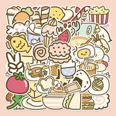 50pcs Cartoon Food Doodle Waterproof Stickers DIY Creative Toys