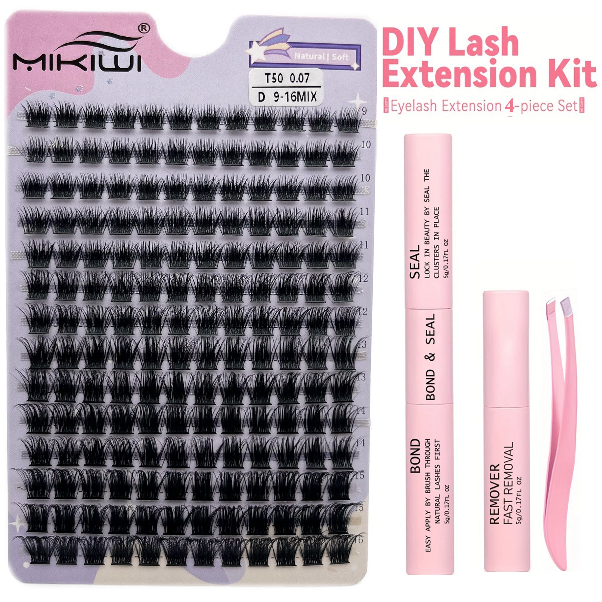 168pcs Cluster Lashes Mix D Curling Individual Eyelashes Extensions DIY Kit
