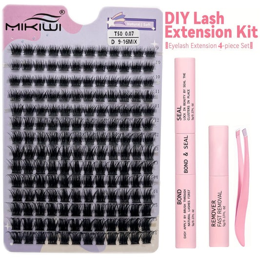 168pcs Cluster Lashes Mix D Curling Individual Eyelashes Extensions DIY Kit