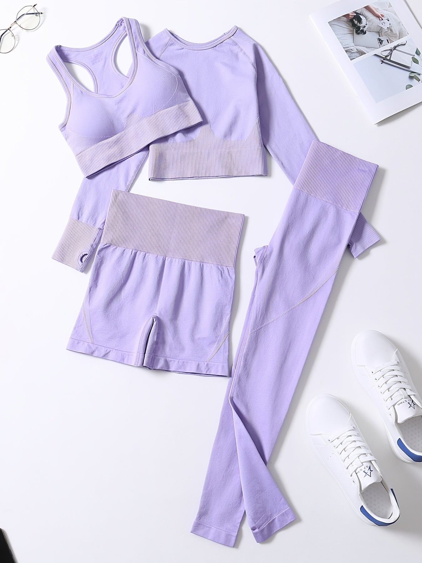 Ribbed Seamless Crop Tank High Waist Yoga Leggings Set