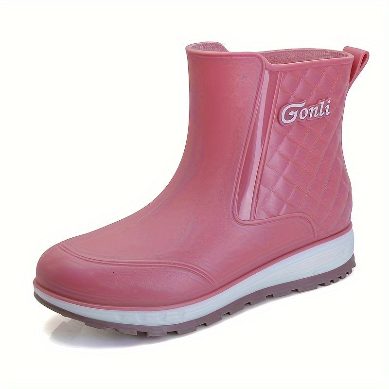 Stylish Mid-Calf Rain Boots Waterproof Warm Rain Shoes