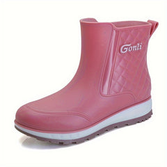 Stylish Mid-Calf Rain Boots Waterproof Warm Rain Shoes