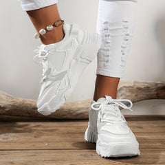 Women's Chunky Sneakers Faux Leather Mesh Dad Shoes
