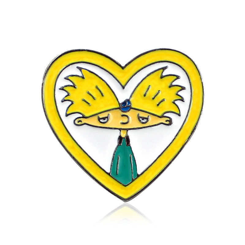 Heart Shaped Boy Brooch Cartoon Design
