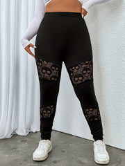 Halloween Sports Leggings Women's Plus Skull Patchwork High Rise
