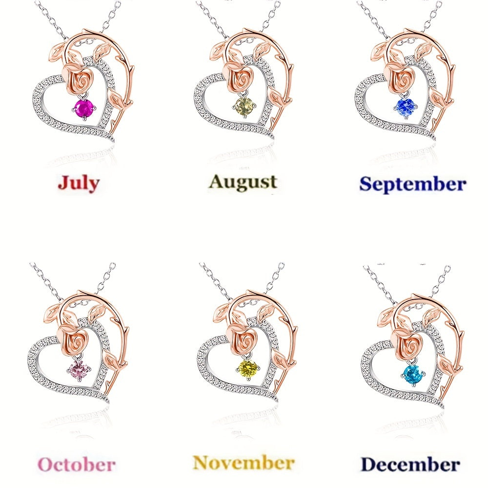 Heart Rose Pendant Necklace for Girls