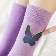 5 Pairs Butterfly Print Mid Tube Socks Women's Stockings