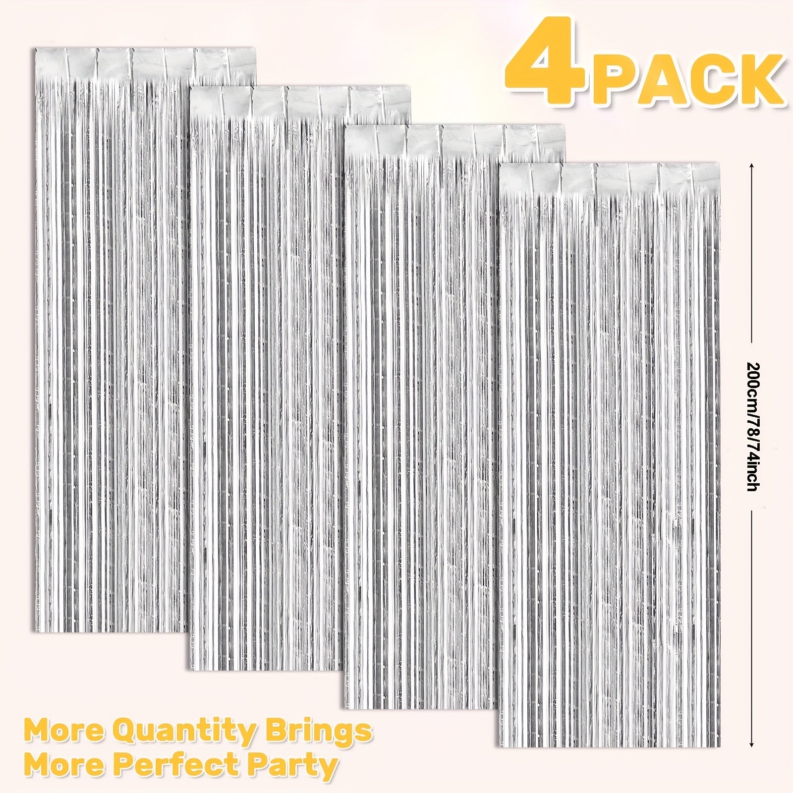 4pcs Silvery Foil Fringe Backdrop Curtains For Party Decorations