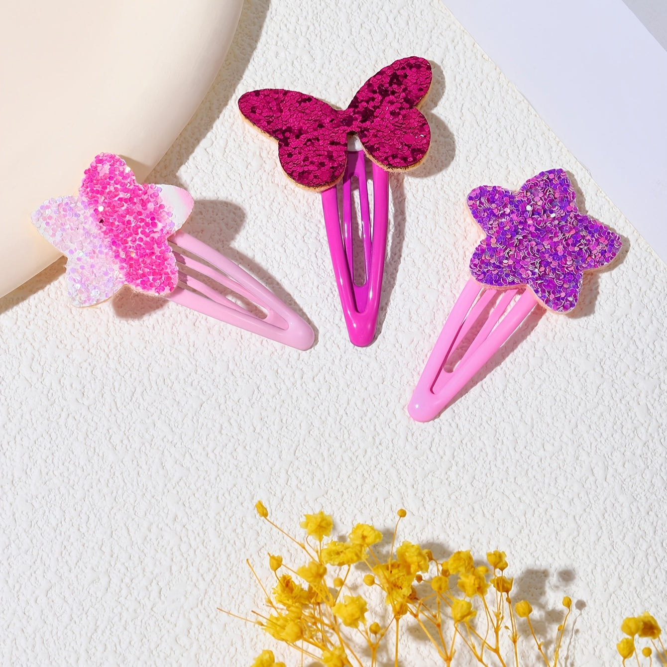 3pcs Star Butterfly Sequin Hair Clips Girls Hair Accessories