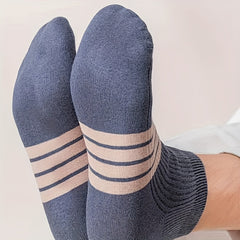 5 Pairs Kids Teenagers Three Stripes Athletic Cotton Boat Socks