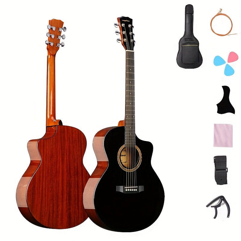 14 Cm Acoustic Wooden Guitar for Beginners with Accessories