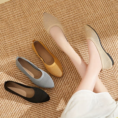 Women's Mesh Panel Flat Shoes Slip On Shallow Mouth Round Toe Lightweight