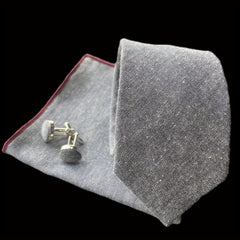 Men's Cotton Bowtie Or Necktie Pocket Square Cufflink Set