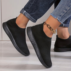 Women's Mesh Sneakers Flying Woven Walking Shoes Slip on Flats