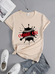 Baseball Graphic Short Sleeve Sports T-shirt for Women