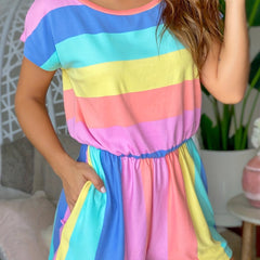 Short Sleeve Romper Jumpsuit with Dual Pockets