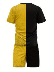 Grimace Pattern Print Men's 2 Pieces Outfits Short Sleeve T Shirt And Drawstring
