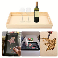 Wooden Nesting Tray Natural Wooden Tray With Handle For Crafts And Decoration