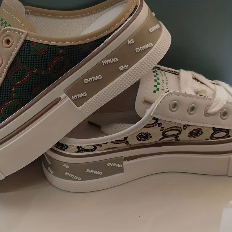Women's Platform Mule Sneakers Lace Up Outdoor Shoes