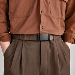 Business Casual Belt with Auto Buckle Nylon Braided Inner Belt