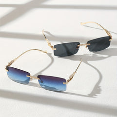 2pcs Metal Rimless Casual Sunglasses for Everyday Wear