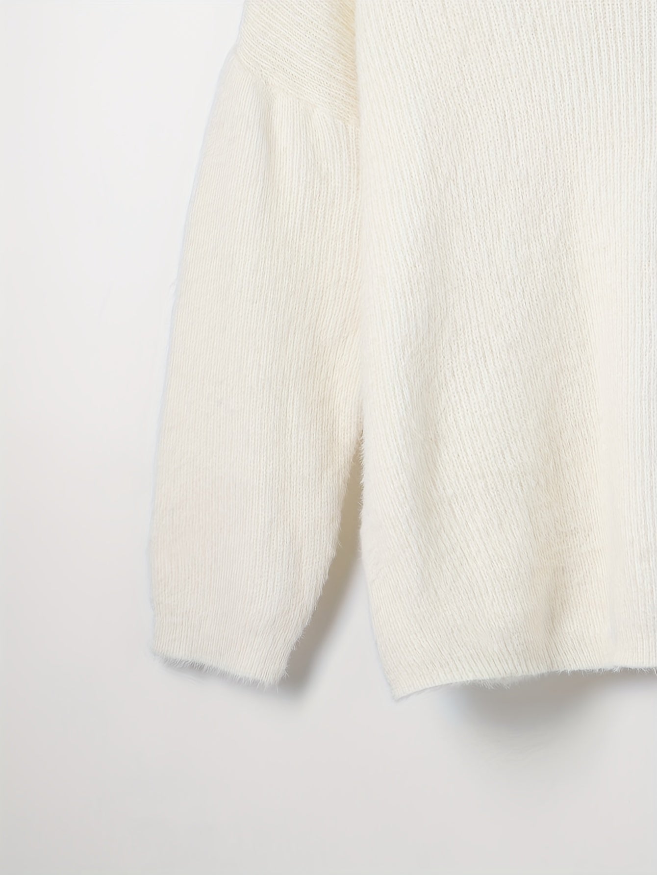 Solid Eyelash Long Sleeve Turtle Neck Jumper