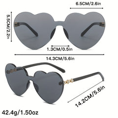 Y2K Heart One piece Sunglasses Rhinestone Decor Glasses UV400