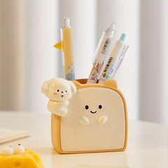 Resin Little Rabbit Tummy Time Toast Pen Holder