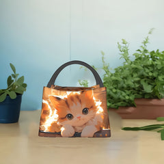 Cat Pattern Insulated Lunch Bag Portable for School Office Picnics